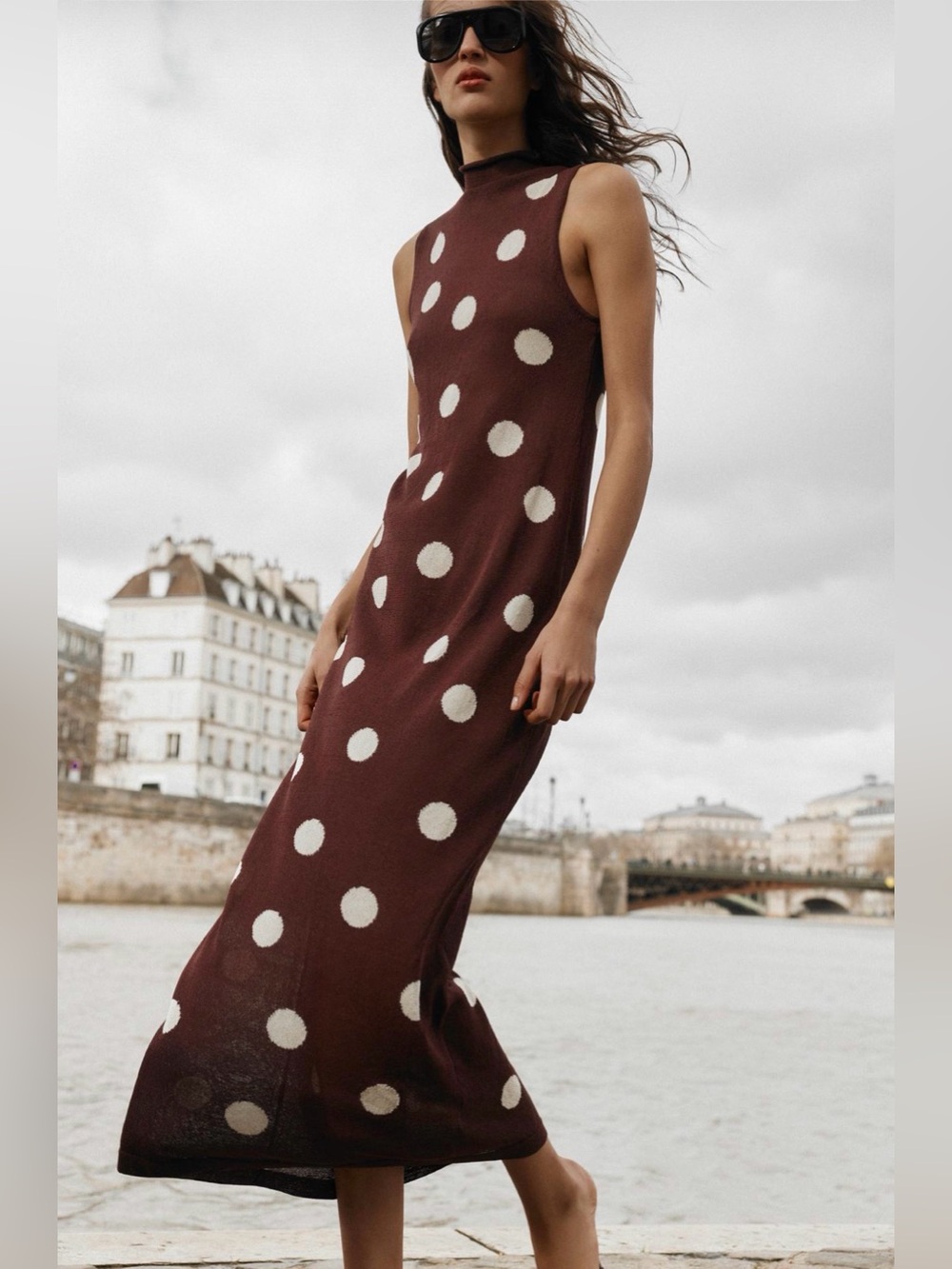 Zara polka dot knit dress